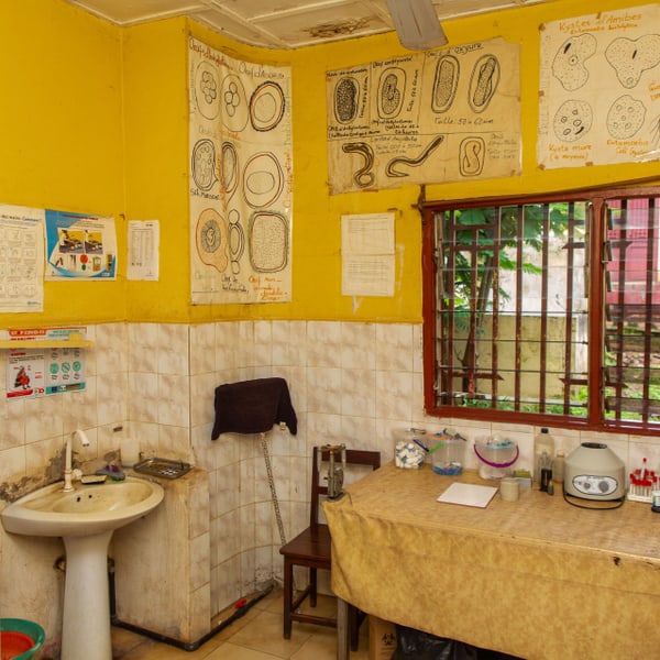 Room in a health centre used as a laboratory.