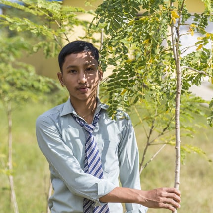 A student at a Nepalese blue school