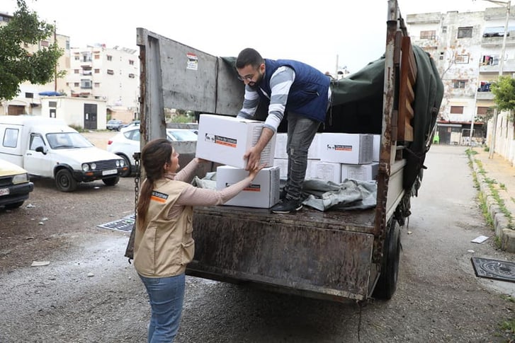 Verteilung von Hilfsgütern in Syrien.